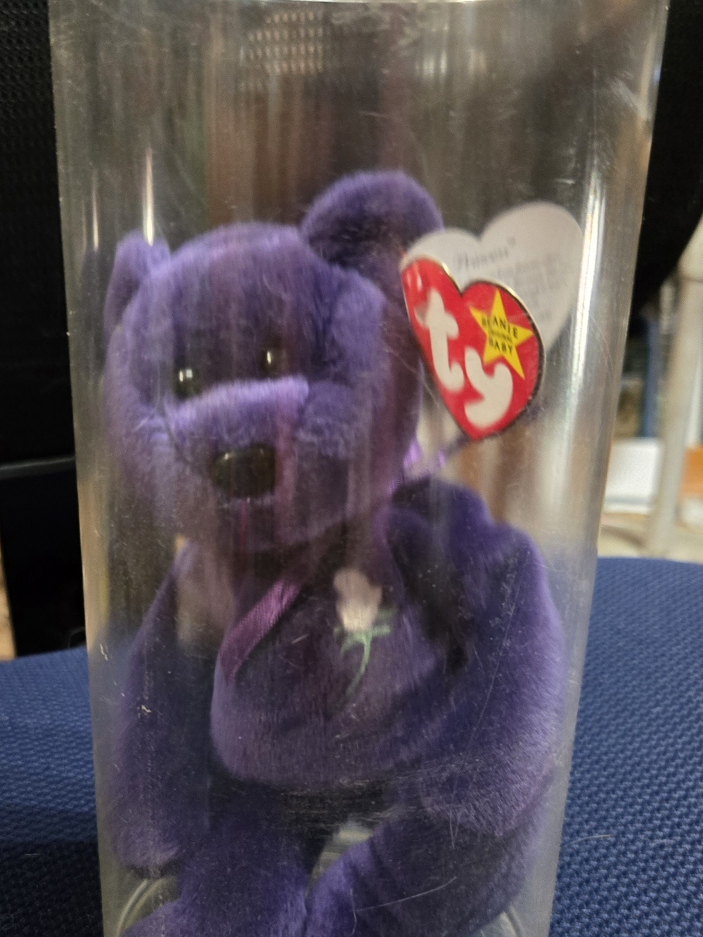 RARE 1997 Princess Diana Beanie Baby Made With P.E Pellets In Enclosed Cylinder